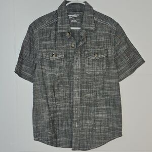 NWT Arizona Jean Company Black Short Sleeve Button Down Shirt Boys Sz S 8